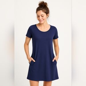 Isaac Mizrahi Women's Navy Blue Women's Tshirt Dress With Pockets Small